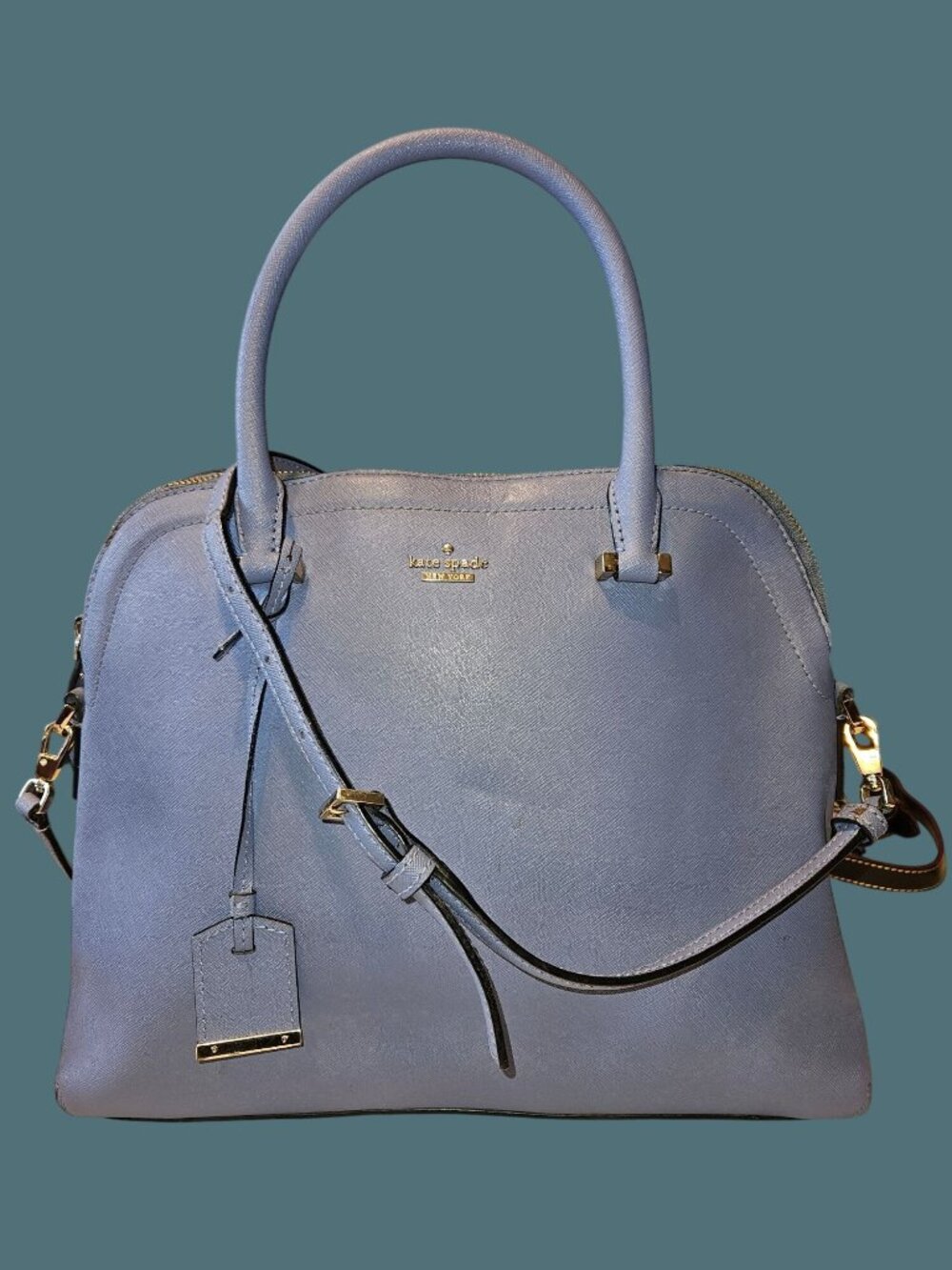 Kate Spade Blue Cameron Street Satchel Crossbody Saffriano Leather Bag - Picture 3 of 16
